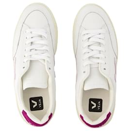 Veja-V-12 Sneakers - Veja - Leather - White Magenta-White