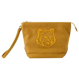 Autre Marque-Fox Head Pouch - Maison Kitsune - Canvas - Brown-Brown