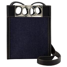 Mini Sac Cabas - Alexander Mcqueen - Cuir - Denim/black Bleu