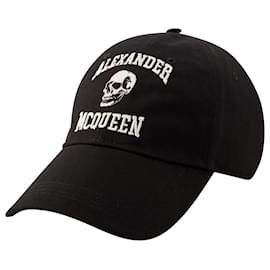 Alexander Mcqueen-Gorra Varsity Skull - Alexander Mcqueen - Algodón - Negro/Marfil-Negro