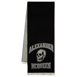 Alexander Mcqueen-Bufanda Skul con logo universitario - Alexander Mcqueen - Lana - Negro/Marfil-Negro