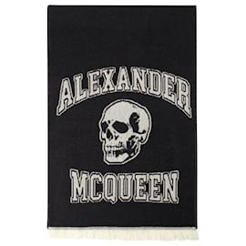 Alexander Mcqueen-Varsity Logo Skul Scarf - Alexander Mcqueen - Wool - Black/ivory-Black