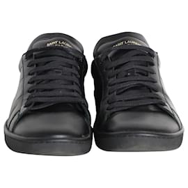 Saint Laurent-Saint Laurent SL/01 Court Classic Sneakers in Black Calfskin Leather-Black