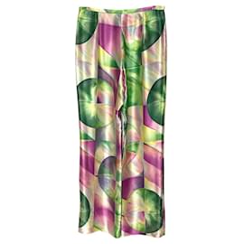 Giorgio Armani-Giorgio Armani pants in pink, green & purple silk-Multiple colors