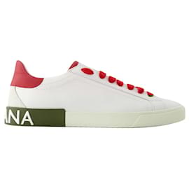 Dolce & Gabbana-Portofino Sneakers - Dolce&Gabbana - Leather - White/Red-White