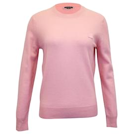 Acne Studios Kalon Face Patch Pullover aus rosa Wolle Pink