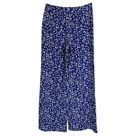 Autre Marque-Saloni Wide Leg Trousers in Blue Silk -Other