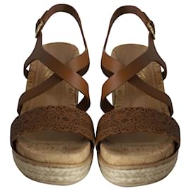 Salvatore ferragamo gioela raffia & leather platform wedge online sandals