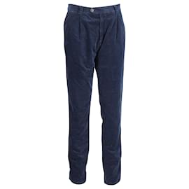 Brunello Cucinelli-Brunello Cucinelli Corduroy Pants in Navy Blue Cotton-Blue,Navy blue