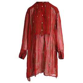 Isabel Marant-Isabel Marant Étoile Robe mi-longue rayée en viscose rouge-Rouge