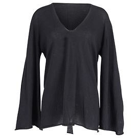 Rick Owens Pullover mit V-Ausschnitt und weiten Ärmeln aus schwarzer Wolle Schwarz