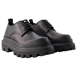 Dolce & Gabbana-Derbies Plateforme - Dolce&Gabbana - Cuir - Noir-Noir