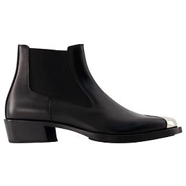 Chelsea Boots - Alexander McQueen - Leather - Black/ silver Black