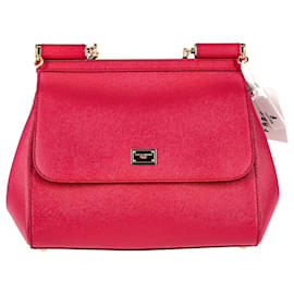 Dolce & Gabbana-Dolce & Gabbana Medium Sicily Bag in Pink Leather-Pink