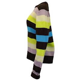 Acne-Acne Studios Suéter de malha listrado Kai com gola redonda em lã multicolor-Multicor