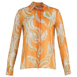 Emilio Pucci Hemd mit Farfalle-Print aus orangefarbenem Polyester Andere