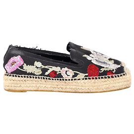 Alexander McQueen bestickte Espadrilles aus schwarzem Canvas Andere