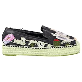 Alexander Mcqueen-Alexander McQueen Embroidered Espadrilles in Black Canvas-Other