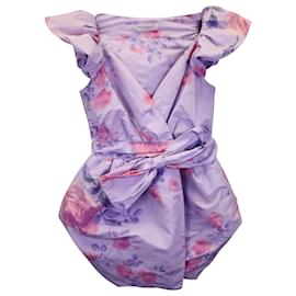 Philosophy di Lorenzo Serafini-Philosophy di Lorenzo Serafini V-neck Bow Accent Mini Dress in Violet Polyester-Purple