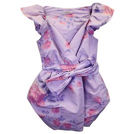 Minivestido Philosophy di Lorenzo Serafini com decote em V e laço em poliéster violeta Roxo