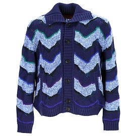 Cárdigan con cuello en zigzag de lana azul Missoni Azul