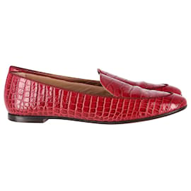 Aquazzura-Aquazurra-Loafer aus rotem Leder mit Krokodileffekt-Rot