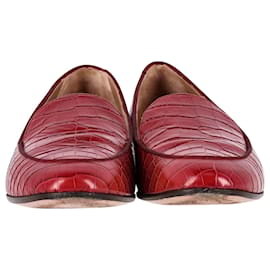 Aquazzura-Aquazurra Loafers in Red Croc-Effect Leather-Red