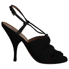 Alaïa-Alaia Slingback High Heel Sandals in Black Cotton-Black