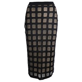 Balmain Square Patterned Midi Pencil Skirt in Multicolor Polyamide Other Python print