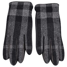 Luvas xadrez Burberry em lã e couro cinza Cinza
