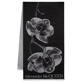 Alexander Mcqueen-Orchid Skull Scarf - Alexander McQueen - Wool - Black-Black