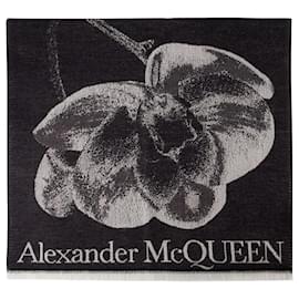 Alexander Mcqueen-Lenço Caveira Orquídea - Alexander McQueen - Lã - Preto-Preto