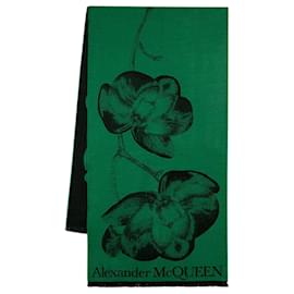 Alexander Mcqueen-Orchid Skull Scarf - Alexander McQueen - Wool - Green-Green