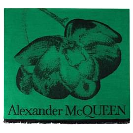 Alexander Mcqueen-Orchid Skull Scarf - Alexander McQueen - Wool - Green-Green