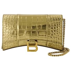 Balenciaga-Hourglass Wallet On Chain - Balenciaga - Leather - Gold-Golden,Metallic