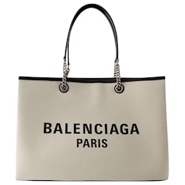 Balenciaga-Duty-Free-Einkaufstasche L – Balenciaga – Baumwolle – Beige-Beige