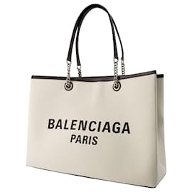 Balenciaga-Duty-Free-Einkaufstasche L – Balenciaga – Baumwolle – Beige-Beige