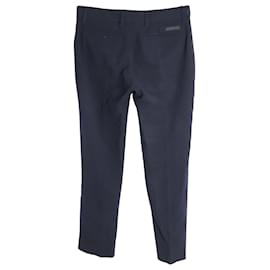 Prada-Prada Straight Cut Trousers in Navy Virgin Wool-Navy blue