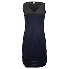 Akris-Akris Punto ärmelloses Kleid mit V-Ausschnitt und plissiertem Saum aus schwarzer Baumwolle-Schwarz