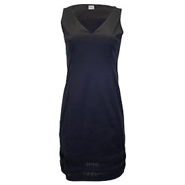 Vestido sin mangas con dobladillo plisado y cuello en V Akris Punto en algodón negro Negro