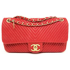 Chanel-Chanel Classque Zeitlose rote Chevron-Tasche-Rot