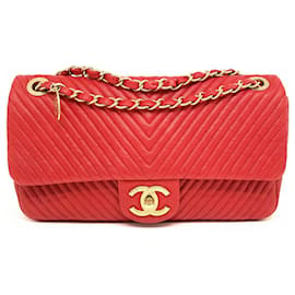 Chanel-Borsa Chanel Classque Timeless rossa chevron-Rosso