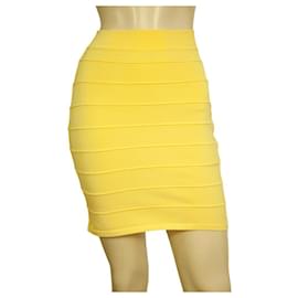 Balmain-NTW BALMAIN Minifalda amarilla ajustada a la cadera elástica por encima de la rodilla Sz 36-Amarillo