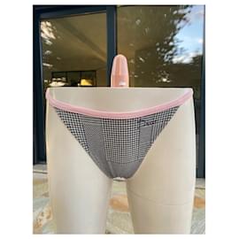 Christian Dior-Großartiger Christian Dior 2-teiliger Bikini-Badeanzug aus der John Galliano-Ära!-Schwarz,Pink,Weiß,Mehrfarben