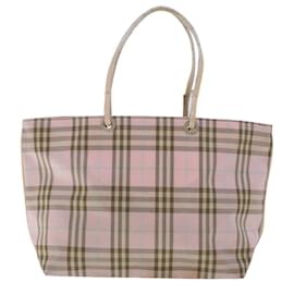 Burberry-BURBERRY Nova Check Blue Label Pouch Hand Bag Nylon 2Set Pink Brown Auth yk7574b-Brown,Pink