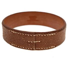 Hermès-HERMES Bangle Bracelet Leather Brown Auth ar9895b-Brown