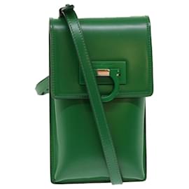 Salvatore Ferragamo-Salvatore Ferragamo Gancini Shoulder Bag Leather Green Auth 47390-Green
