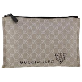 Gucci-GUCCI GG Canvas Clutch Bag Grau 283400 Auth 47215-Grau