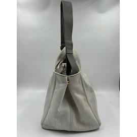 Prada-Grey Canvas Prada Canapa Tote-Grey