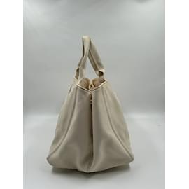 Prada-White Canvas Prada Canapa Tote-White